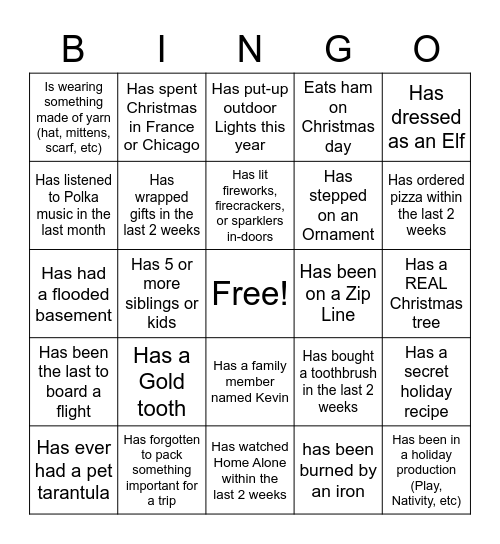 Home Alone Bingo - Whos Who Bingo Card