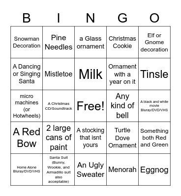 Home Alone Bingo - Scavenger Hunt Bingo Card