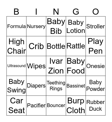 Baby Bingo Card