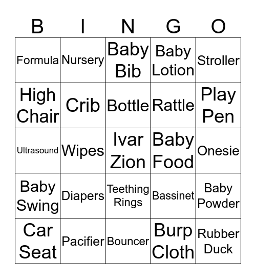Baby Bingo Card
