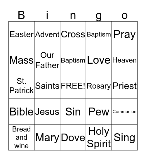 Church Bingo  Bingo Card