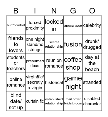 Tropes Bingo Card