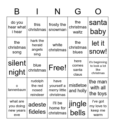 CHRISTMAS SONGS Bingo Card