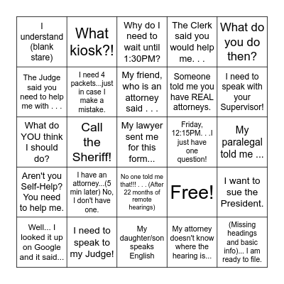 Self-Help: Behind The Triage Window Loteria Bingo Card