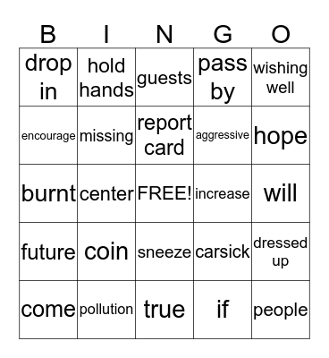 Vocabulary Bingo Card