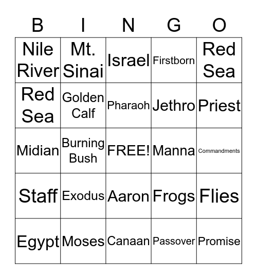 Exodus Bingo Card