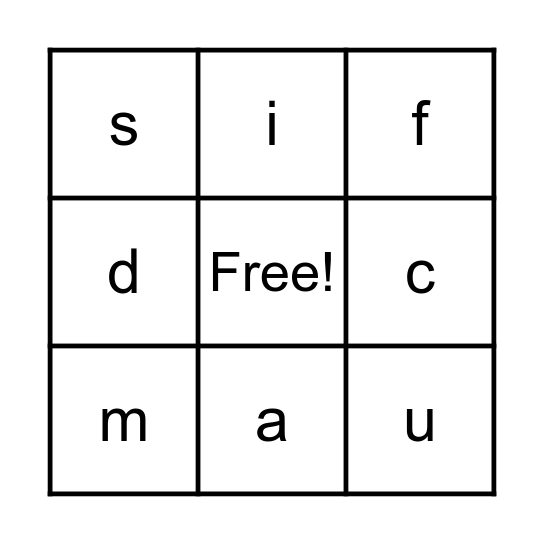 Letter Sound Bingo Card