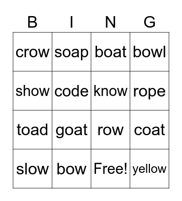 oa ow Bingo! Bingo Card