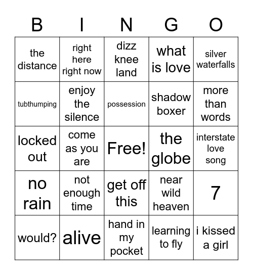 1990s Bingo Card