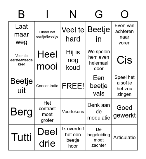 Dirigent-uitspraken-bingo Card