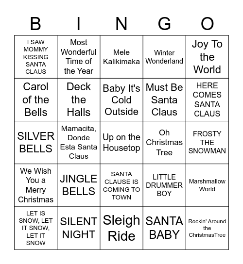 CHRISTMAS CAROLS Bingo Card
