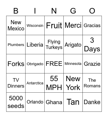 Transformation Team Gratitude Bingo Card