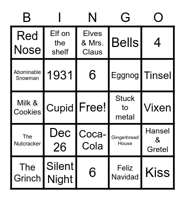 Holiday Bingo Card
