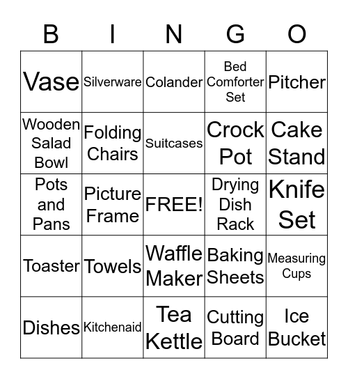 Nikki and Matt's Shower Bingo Card