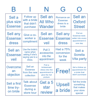 All Things Bridal Essense Bingo! Bingo Card