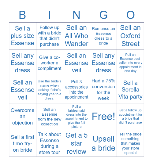 All Things Bridal Essense Bingo! Bingo Card