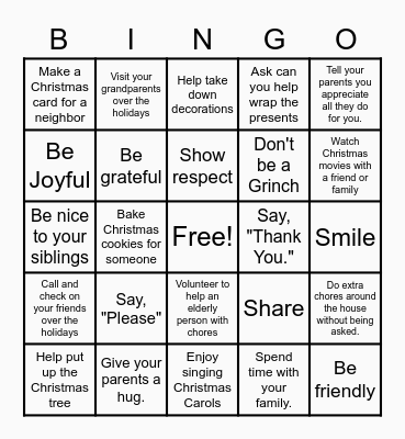 Christmas Cheer Bingo Card