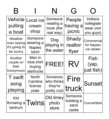 Honeymoon! Bingo Card