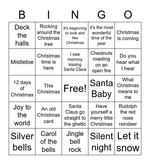 Cunningham's Christmas Bingo Card