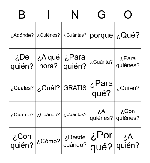 Preguntas y respuestas Bingo Card