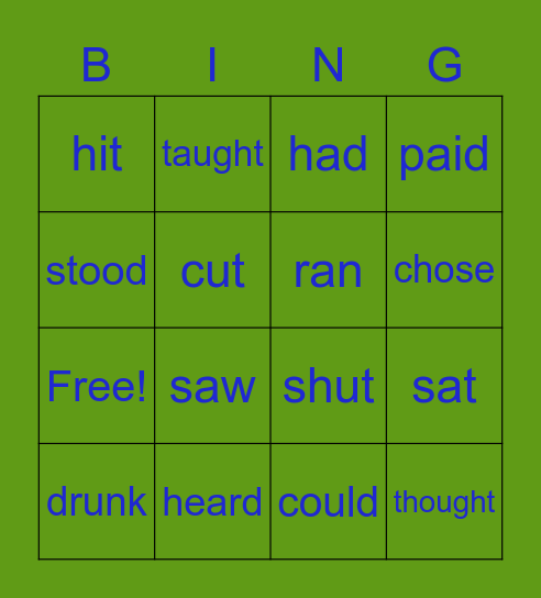 Irregular past forms Bingo Card