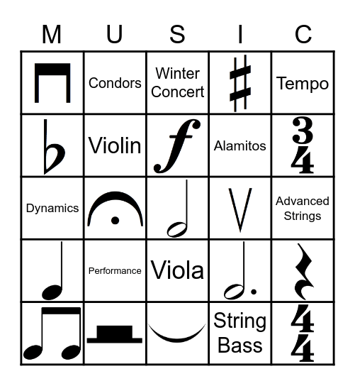 Music Bingo Card