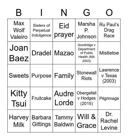 SAGE Holiday-PRIDE Bingo Card