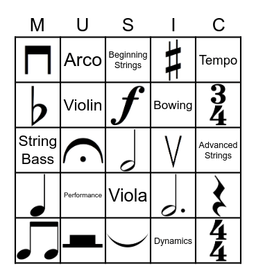 Music Bingo Card