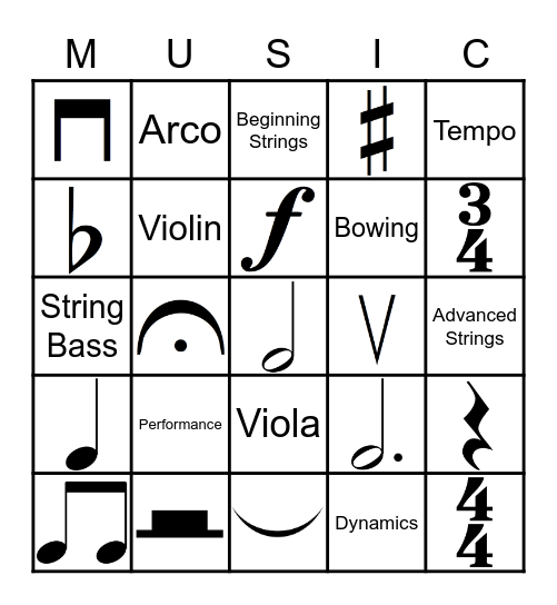 Music Bingo Card