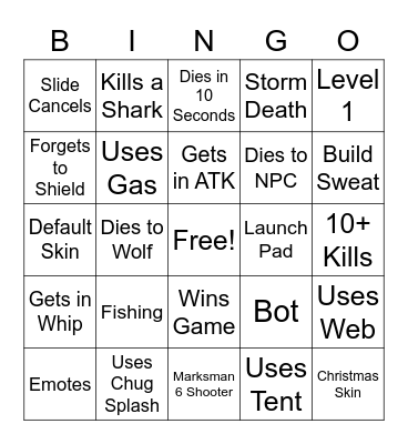 Fortnite Bingo (Thx Puffer) Bingo Card