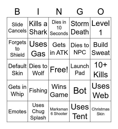 Fortnite Bingo (Thx Puffer) Bingo Card