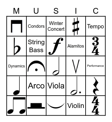 Music Bingo Card