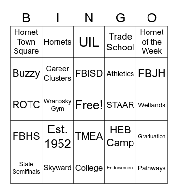 FBISD Bingo Card