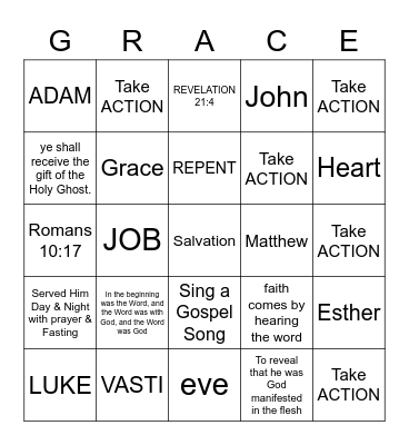 Bible Bingo Card