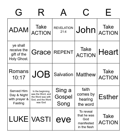 Bible Bingo Card