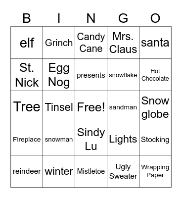 Holiday BINGO Card
