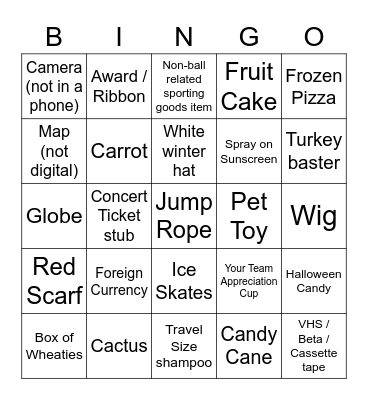 Transformation Team Scavenger Bingo Card