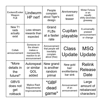 Winter FES 2021 Hopium Bingo Card