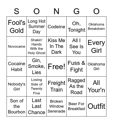 Red Dirt 4 Bingo Card