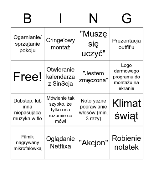 x Bingo Card