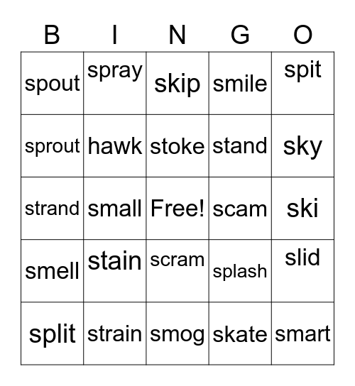 Word Bingo Card