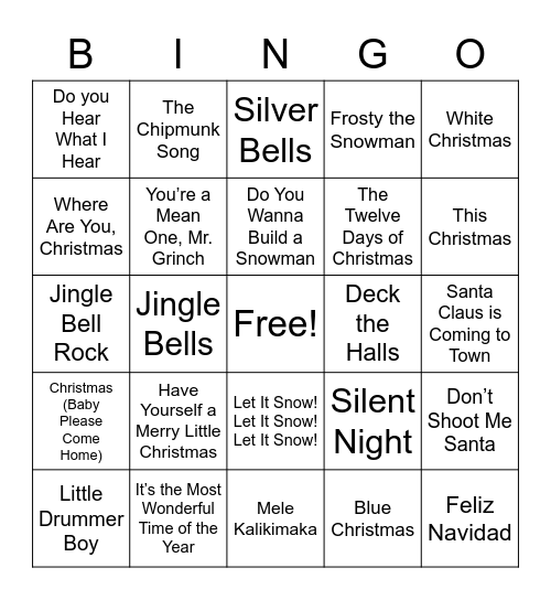 Name That Holiday Tune! Bingo Card