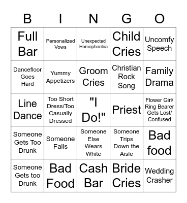 Wedding Bingo Card