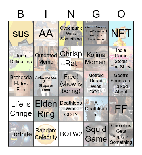 Video Game Olympics 2021 Bingo Card