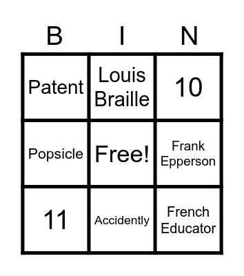 Inventor Bingo Card