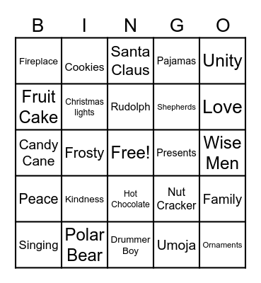 Christamas Theme Bingo Card