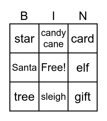 ISL Christmas Vocabulary Bingo Card