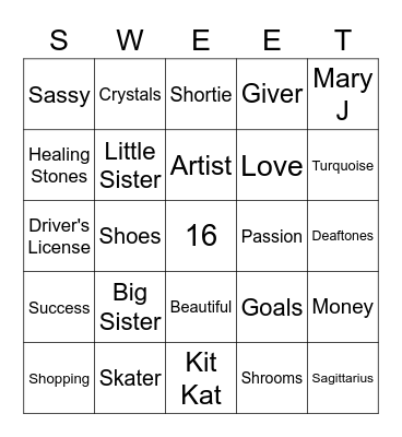 Veronica's Bingo Card
