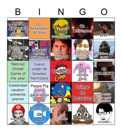 The Game Awards Bingo Card