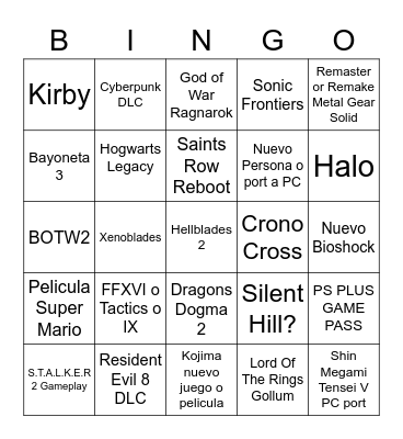 TGA 2021 Bingo Card